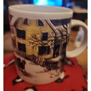 Currier and Ives Collection Mug Cup Coffee Tea Stoneware Winter Scene 2003